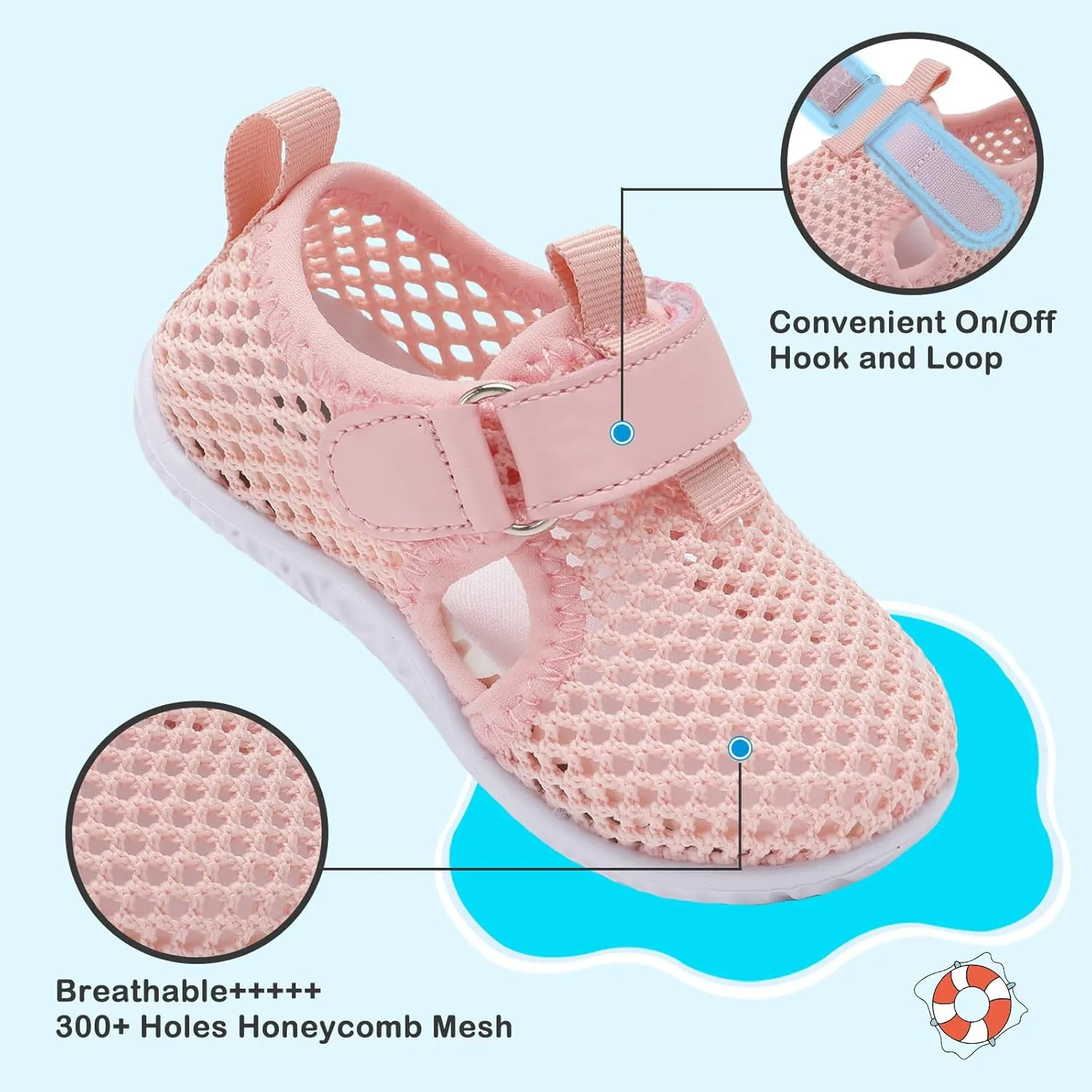 Besroad Toddler Water Shoes Boys Girls Swim Aqua Shoes Breathable Quick Dry Barefoot Sandals for Beach Swimming Pool