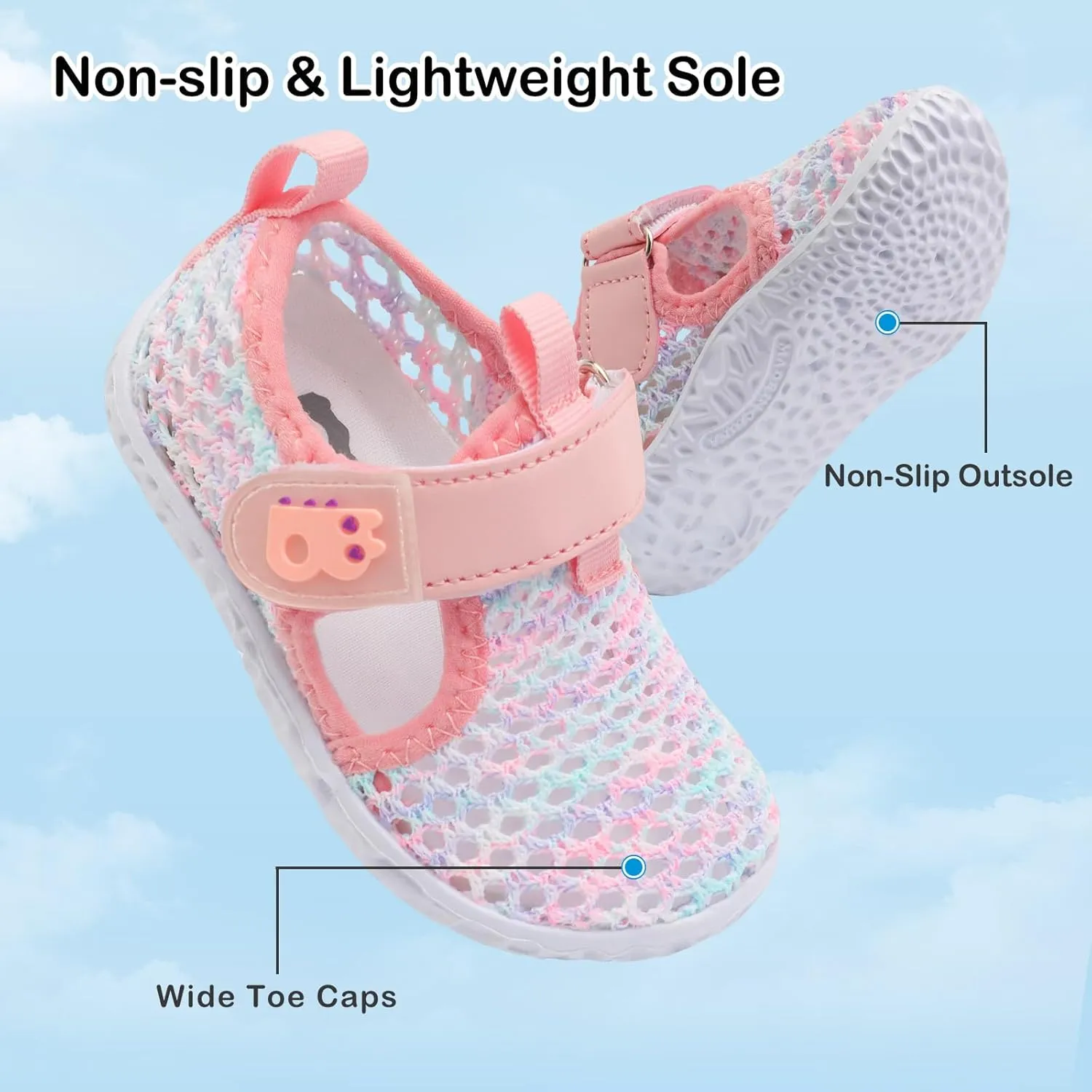 Besroad Toddler Water Shoes Boys Girls Swim Aqua Shoes Breathable Quick Dry Barefoot Sandals for Beach Swimming Pool