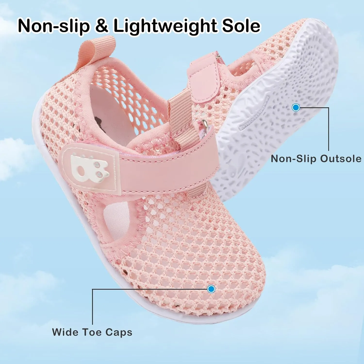 Besroad Toddler Water Shoes Boys Girls Swim Aqua Shoes Breathable Quick Dry Barefoot Sandals for Beach Swimming Pool