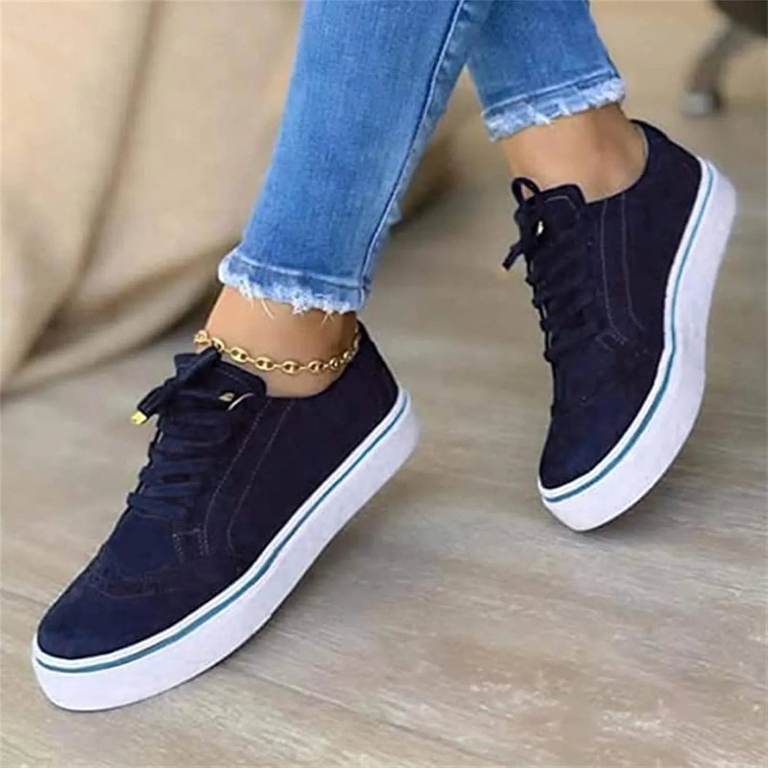 Lausiuoe Sneakers for Women Trendy 2024 Fashion Canvas Shoes Lightweight Casual Comfortable Slip On Walking Flat Loafers