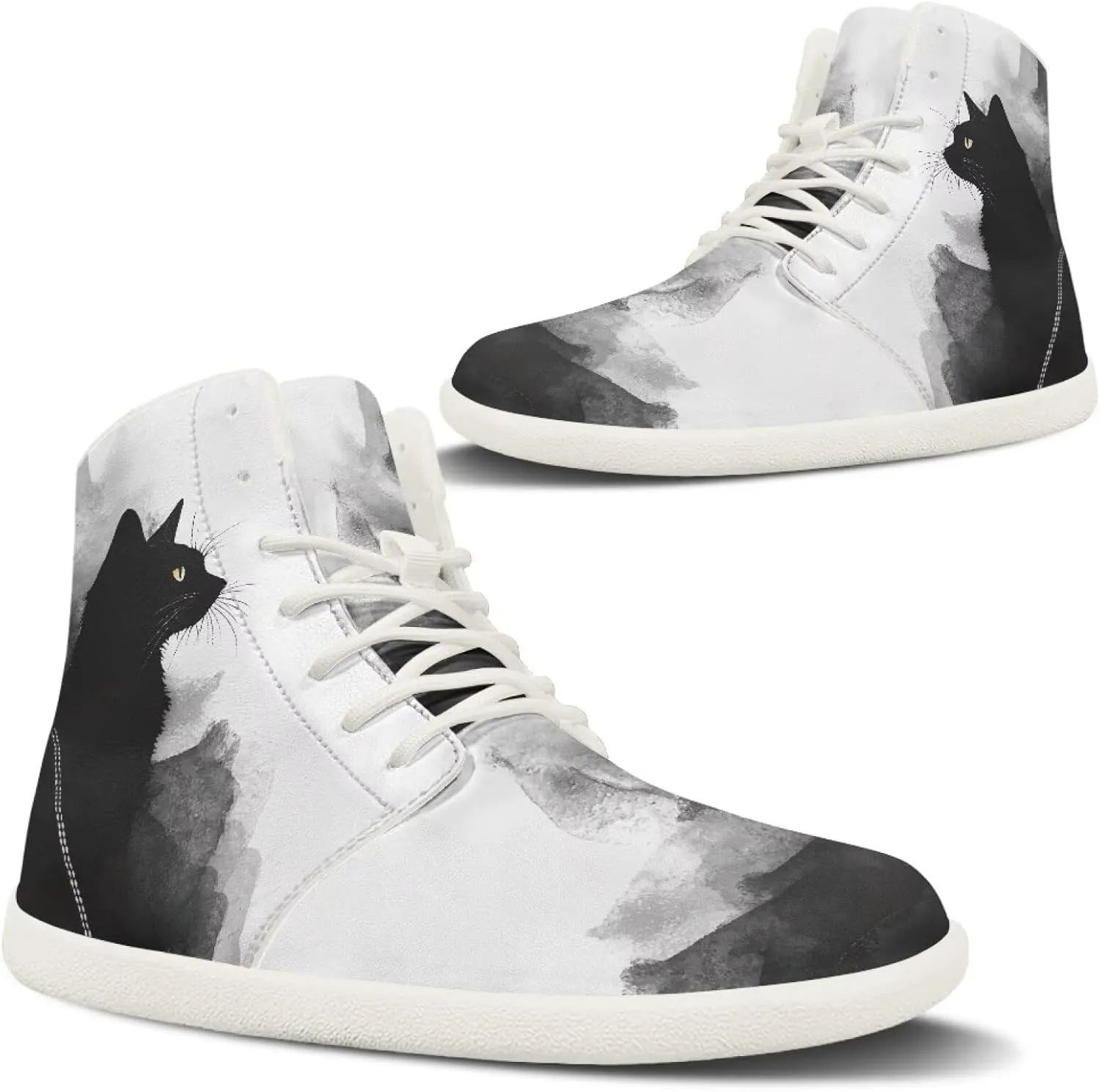 Men's Wide Barefoot Sneakers Cross-Trainer Shoes Breathable Soft EVA Sole Anti-Skid Minimalist Shoe for Athletic Size 5-14 White Sole