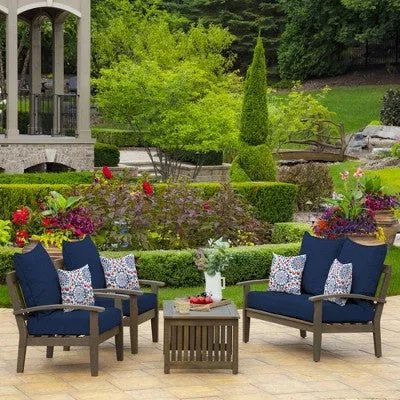 Open Box - Leala Texture Deep Seat Outdoor Cushion Set Sapphire - Arden Selections