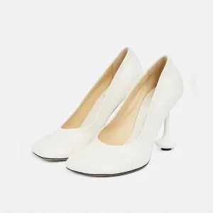 Sexy White Women's Fashion Strange Style Heel Stiletto Pumps, Elegant Round Toe Sweet Extreme High Heels for Party, Banquet and Fashion Show,10,White