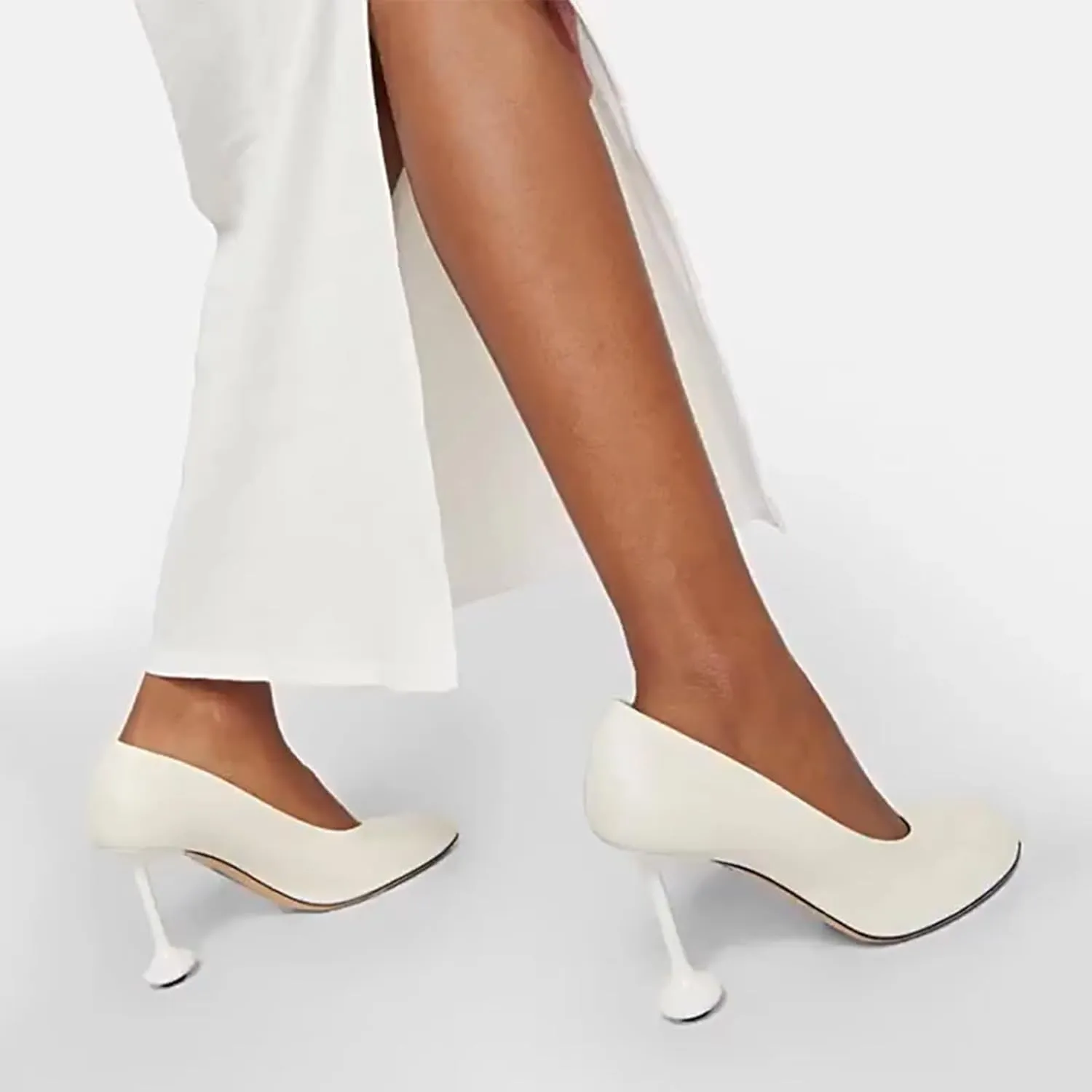 Sexy White Women's Fashion Strange Style Heel Stiletto Pumps, Elegant Round Toe Sweet Extreme High Heels for Party, Banquet and Fashion Show,10,White