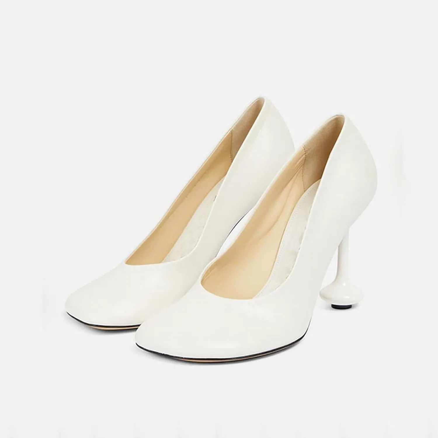 Sexy White Women's Fashion Strange Style Heel Stiletto Pumps, Elegant Round Toe Sweet Extreme High Heels for Party, Banquet and Fashion Show,10,White