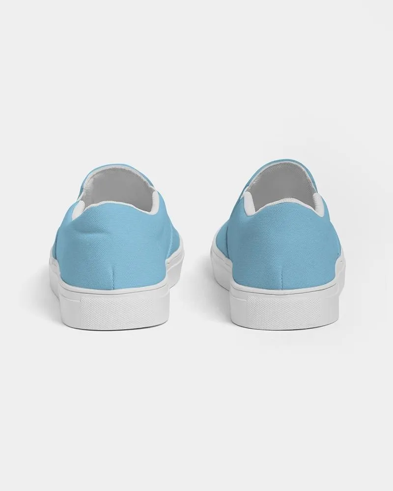 Womens Sneakers - Light Blue Low Top Slip-on Canvas Shoes